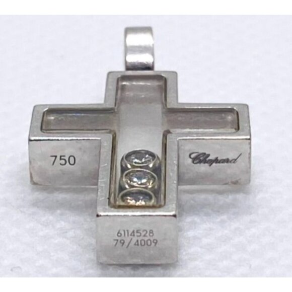 SOLD!!! Chopard Happy Diamonds 18K 750 White Gold Cross Pendant Charm - Picture 7 of 10